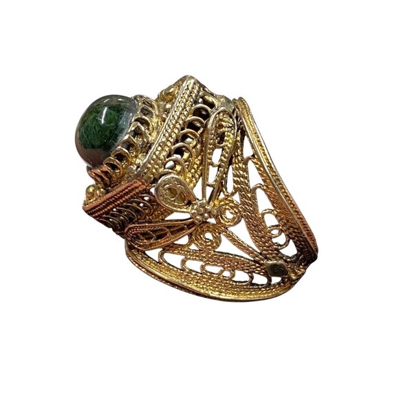 Vintage Gold Tone Filigree Eilat Stone Adjustable Ring Size 8 - Picture 3 of 13